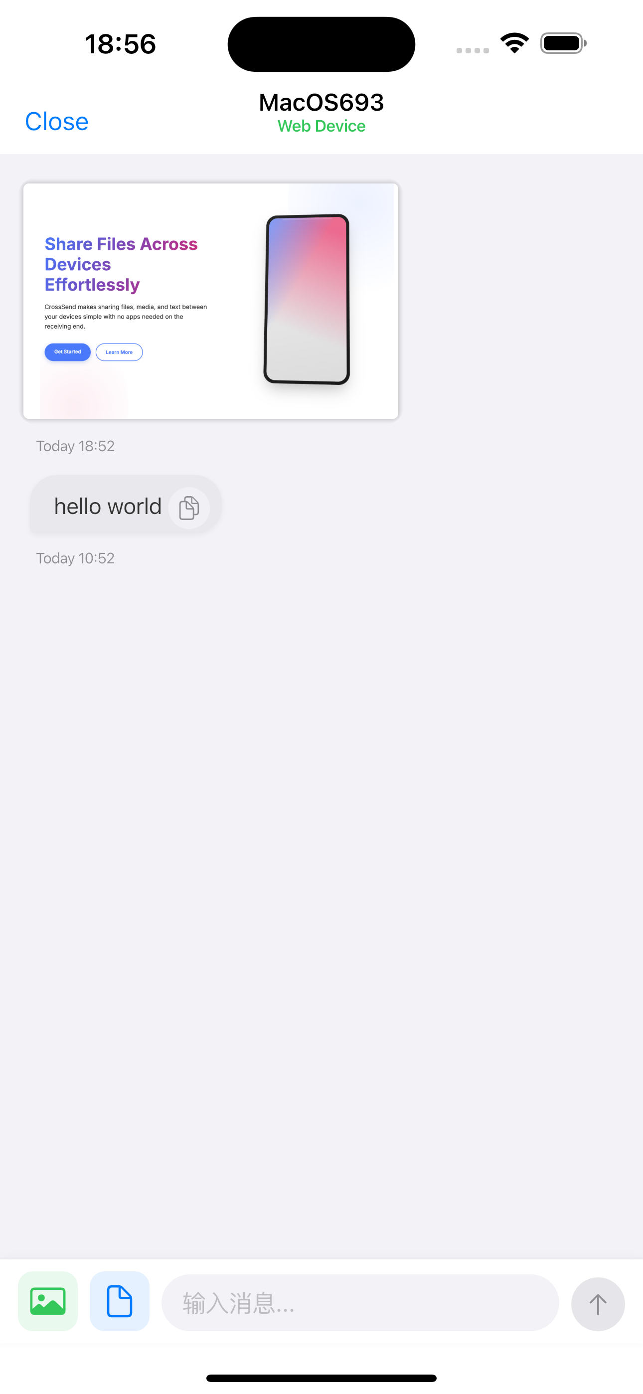 CrossSend App Interface